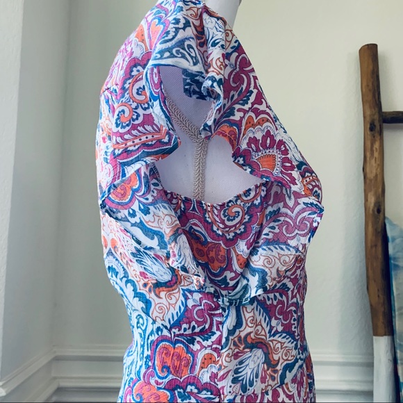 NANETTE LEPORE PINK RUFFLE SLEEVES BLOUSE TOP - Picture 8 of 14